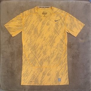 Nike Men's Pro Combat Dri-Fit Compression Yellow Shirt Sz XL